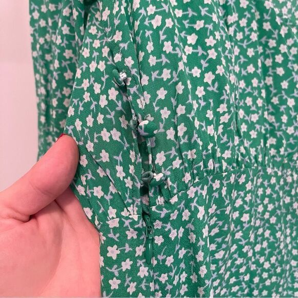 Rixo Silk Kyla Green Floral Dress - Picture 10 of 15